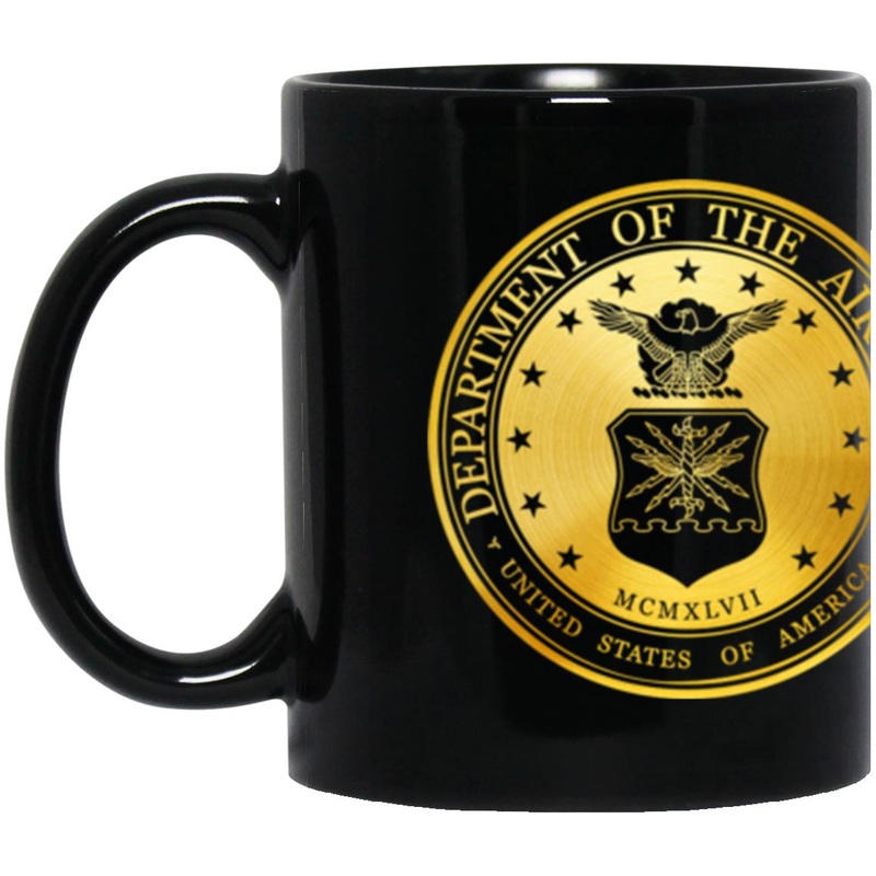 US Air Force Africa Metallic Gold Effect 11oz – 15oz Black Mug