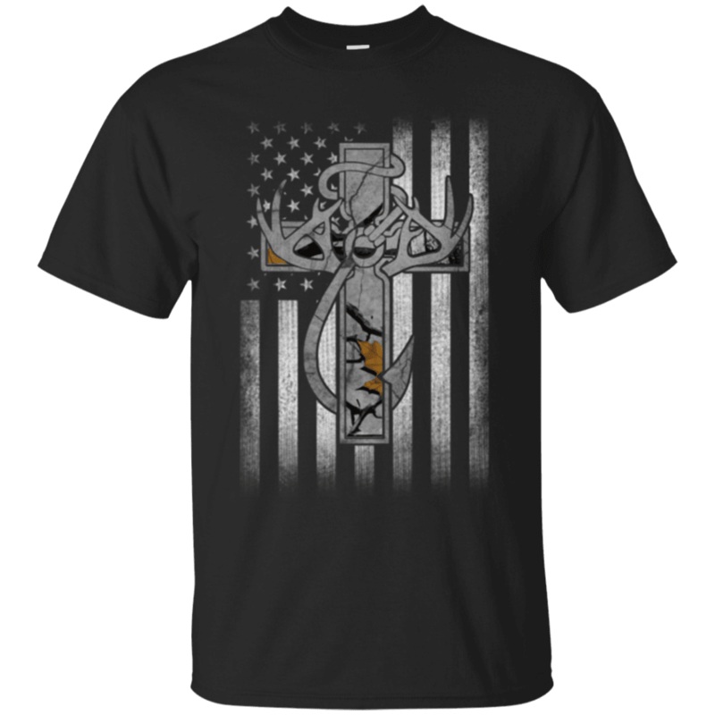 Military T-Shirt Hunting Faith Flag Veteran IJRL6346090917