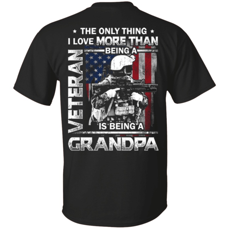 Military T-Shirt I love Being A Grandpa Veteran – Men Back